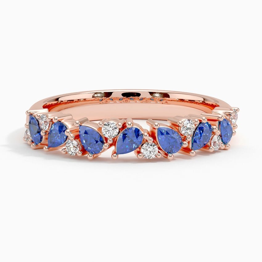 Olivetta Sapphire and Diamond Ring Rose Gold 18k Wedding Band
