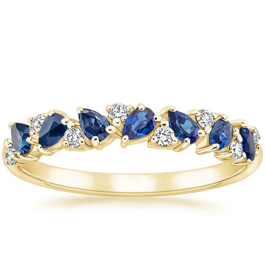 Olivetta Sapphire and Diamond Ring Yellow Gold 18k Wedding Band