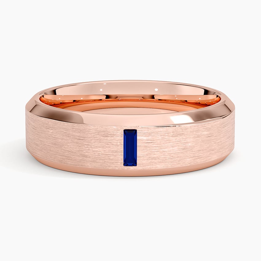 Apollo Beveled Edge Sapphire 6.5mm Wedding Ring Rose Gold 18k Wedding Band