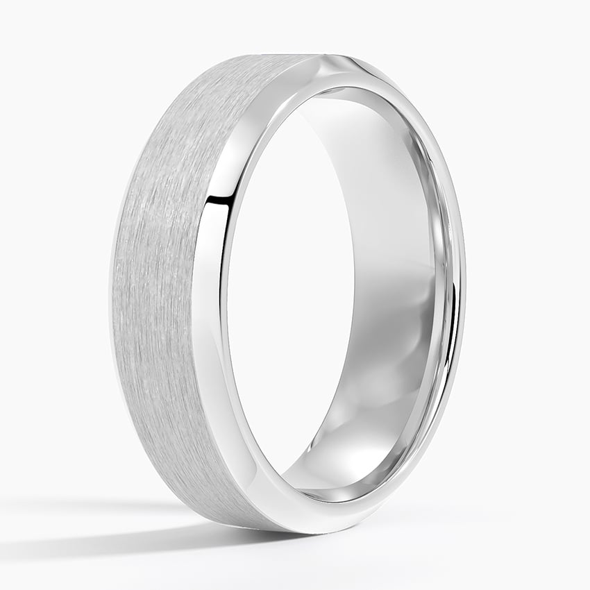 Apollo Beveled Edge Sapphire 6.5mm Wedding Ring Platinum Wedding Band