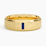 Apollo Beveled Edge Sapphire 6.5mm Wedding Ring Yellow Gold 18k Wedding Band