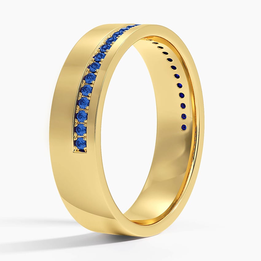 Austin Sapphire 5.5mm Wedding Ring Yellow Gold 18k Wedding Band