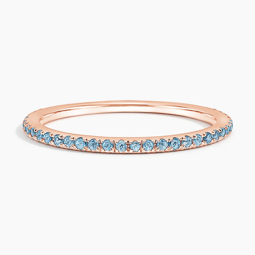 Luxe Ballad Swiss Blue Topaz Ring Rose Gold 18k Wedding Band