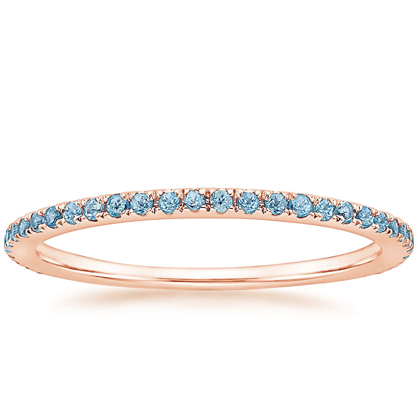 Luxe Ballad Swiss Blue Topaz Ring Rose Gold 18k Wedding Band