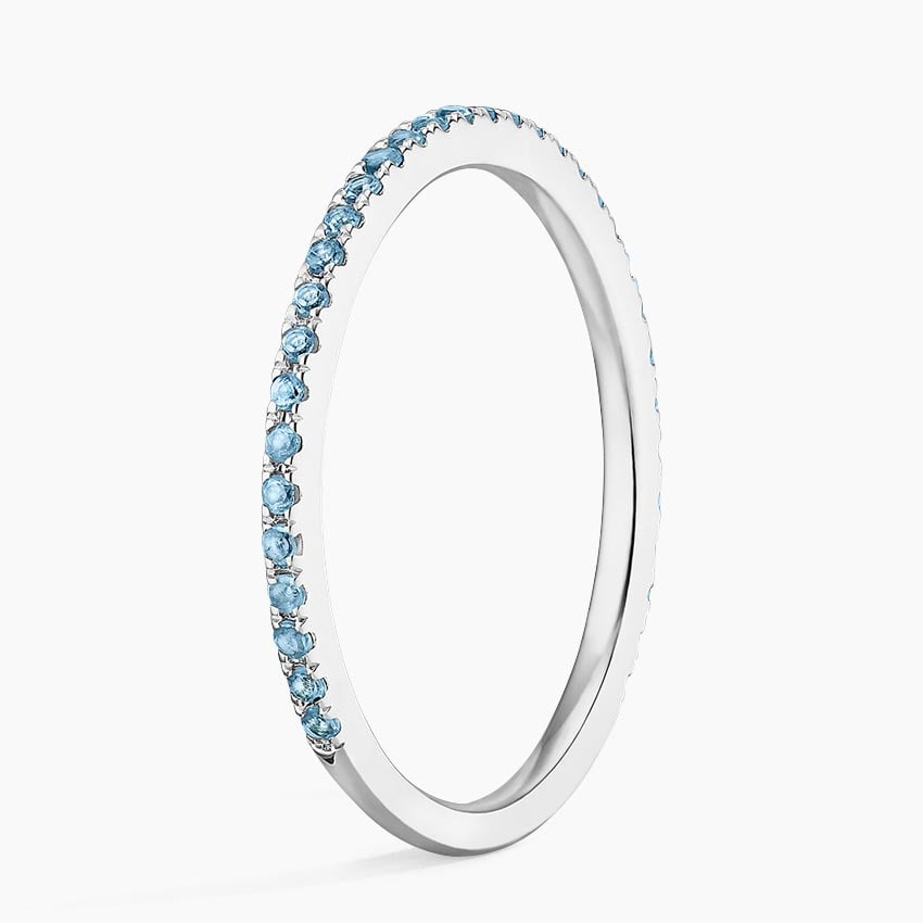 Luxe Ballad Swiss Blue Topaz Ring Platinum Wedding Band