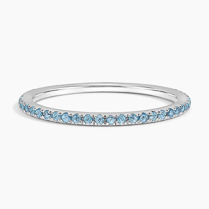 Luxe Ballad Swiss Blue Topaz Ring Platinum Wedding Band