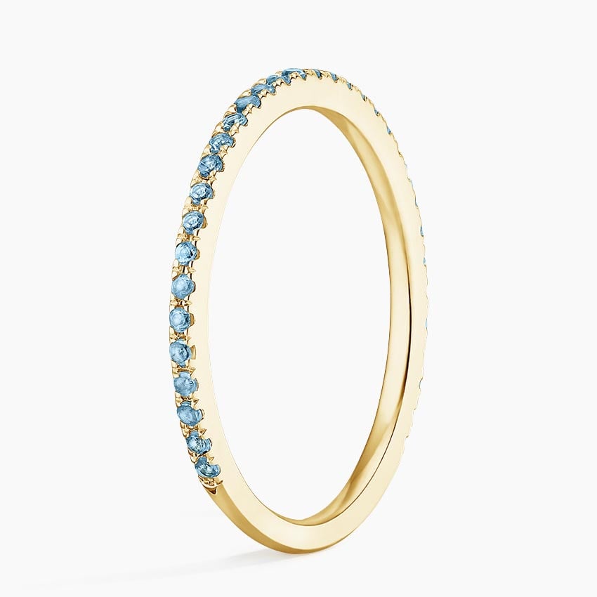 Luxe Ballad Swiss Blue Topaz Ring Yellow Gold 18k Wedding Band