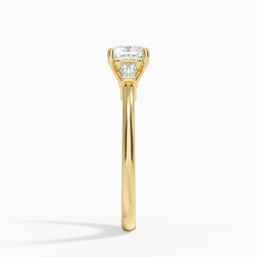 Symphony Tapered Baguette Three Stone Diamond Ring (1/5 ct. tw.) Yellow Gold 18k Cushion Engagement Ring