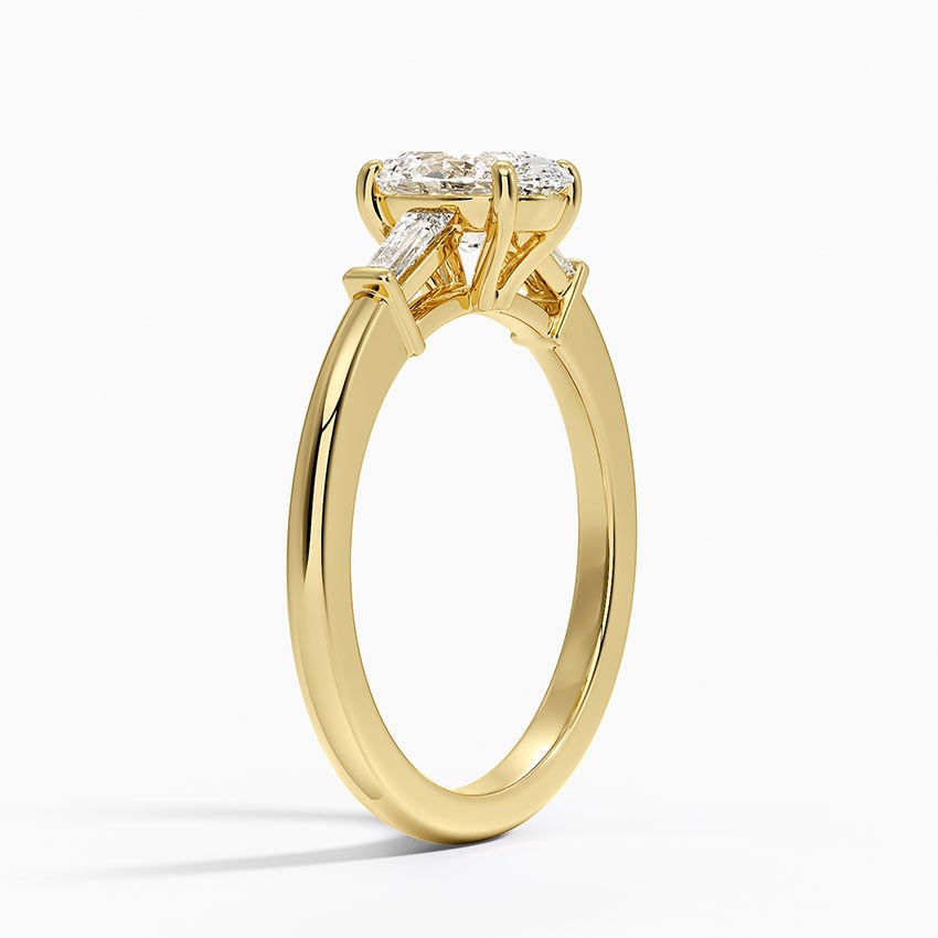 Symphony Tapered Baguette Three Stone Diamond Ring (1/5 ct. tw.) Yellow Gold 18k Oval Engagement Ring