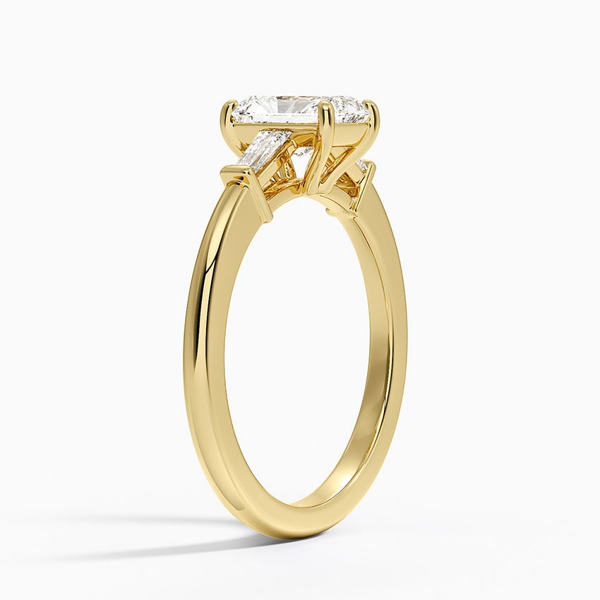 Symphony Tapered Baguette Three Stone Diamond Ring (1/5 ct. tw.) Yellow Gold 18k Radiant Engagement Ring