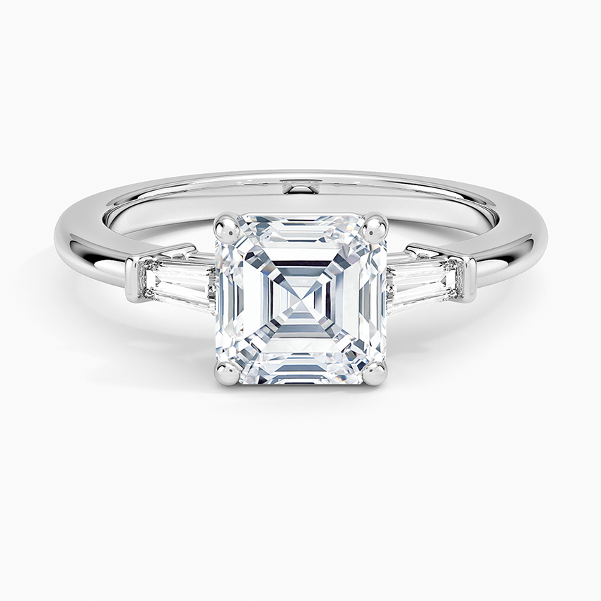 Symphony Tapered Baguette Three Stone Diamond Ring (1/5 ct. tw.) Platinum Asscher Engagement Ring