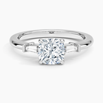 Symphony Tapered Baguette Three Stone Diamond Ring (1/5 ct. tw.) Platinum Cushion Engagement Ring