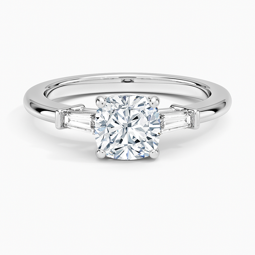 Symphony Tapered Baguette Three Stone Diamond Ring (1/5 ct. tw.) Platinum Cushion Engagement Ring