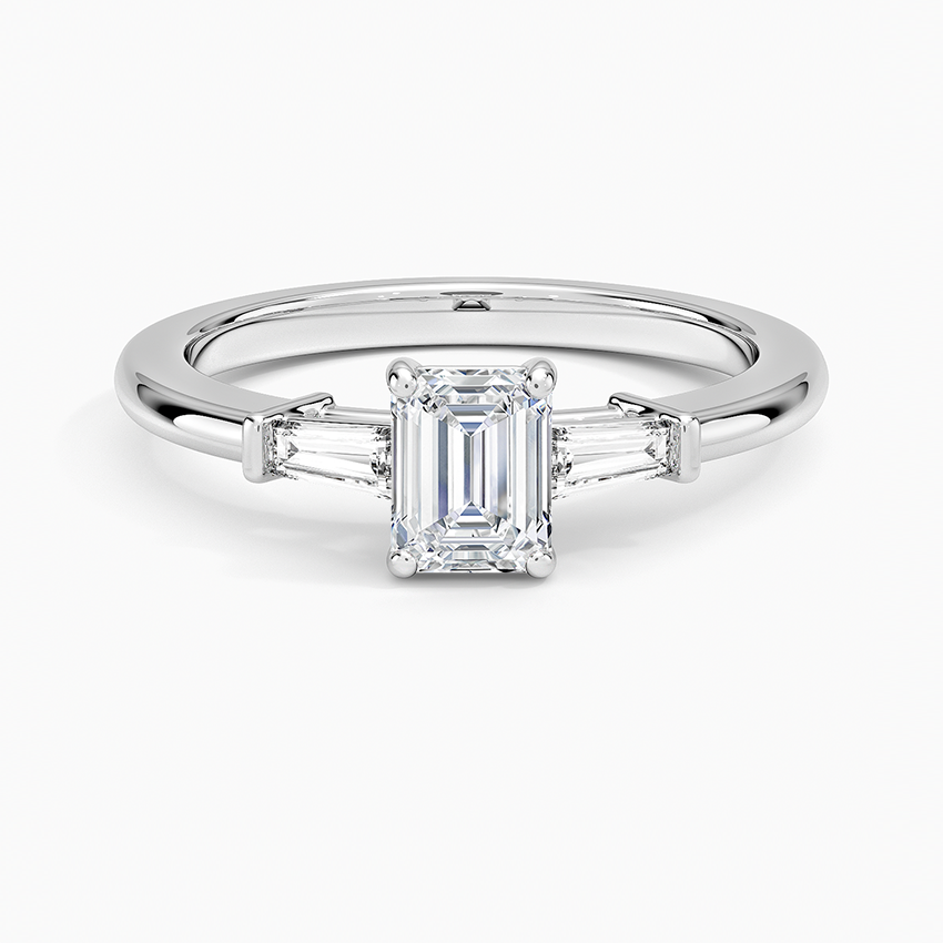 Symphony Tapered Baguette Three Stone Diamond Ring (1/5 ct. tw.) Platinum Emerald Engagement Ring