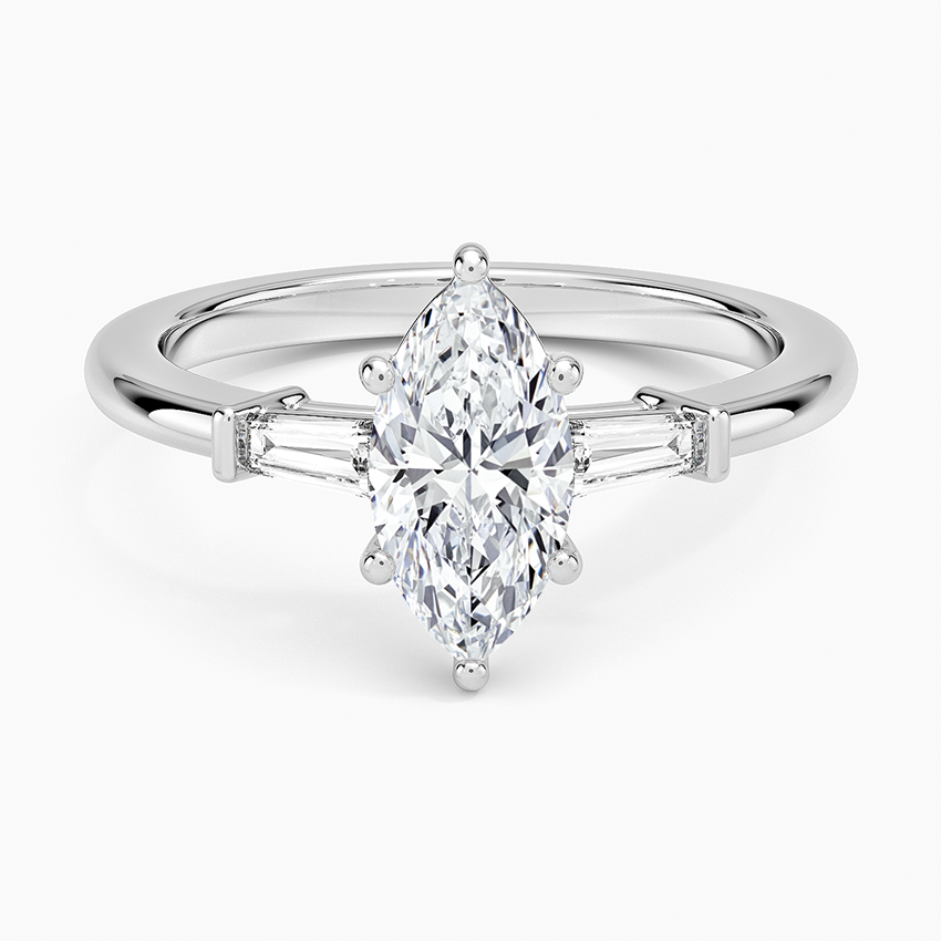 Symphony Tapered Baguette Three Stone Diamond Ring (1/5 ct. tw.) Platinum Marquise Engagement Ring