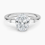 Symphony Tapered Baguette Three Stone Diamond Ring (1/5 ct. tw.) Platinum Oval Engagement Ring