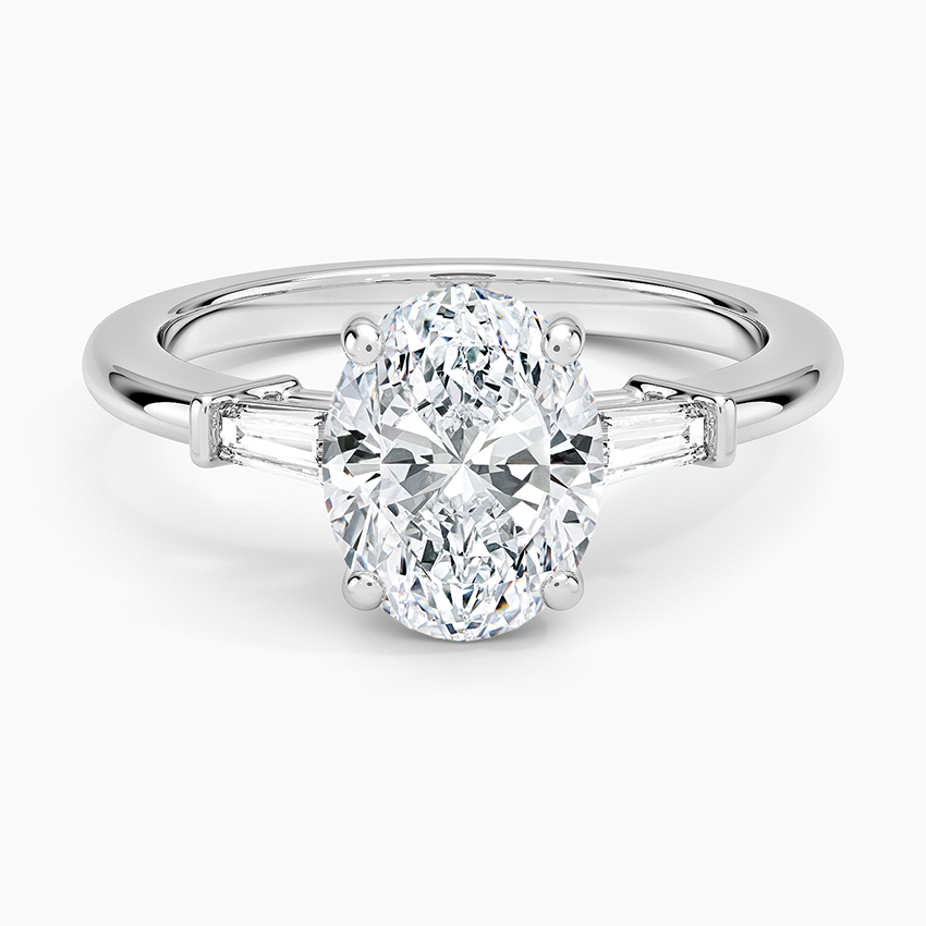Symphony Tapered Baguette Three Stone Diamond Ring (1/5 ct. tw.) Platinum Oval Engagement Ring