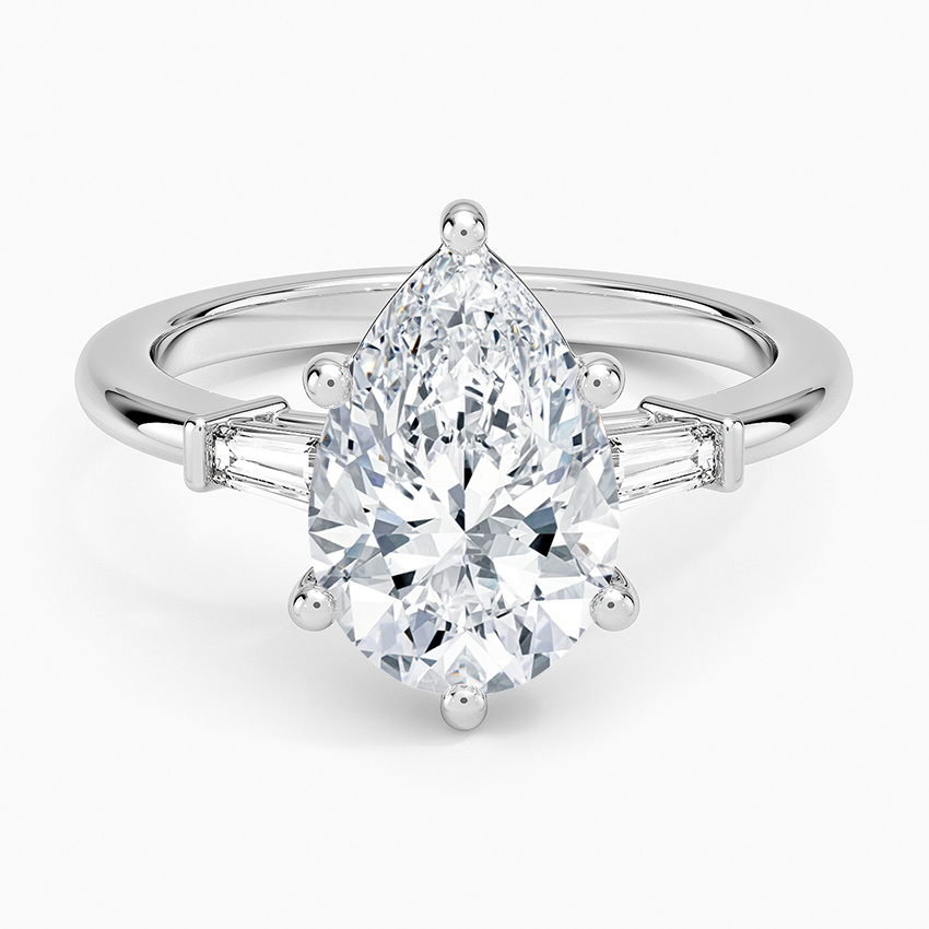 Symphony Tapered Baguette Three Stone Diamond Ring (1/5 ct. tw.) Platinum Pear Engagement Ring