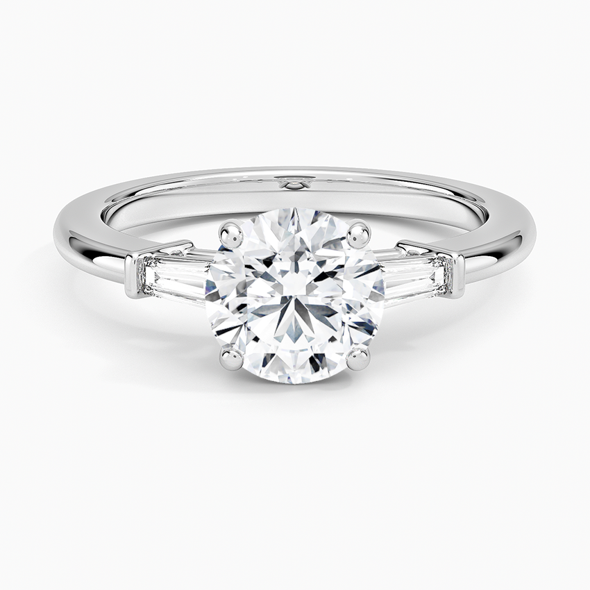 Symphony Tapered Baguette Three Stone Diamond Ring (1/5 ct. tw.) Platinum Round Engagement Ring