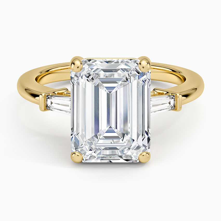 Symphony Tapered Baguette Three Stone Diamond Ring (1/5 ct. tw.) Yellow Gold 18k Emerald Engagement Ring
