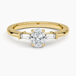 Symphony Tapered Baguette Three Stone Diamond Ring (1/5 ct. tw.) Yellow Gold 18k Oval Engagement Ring