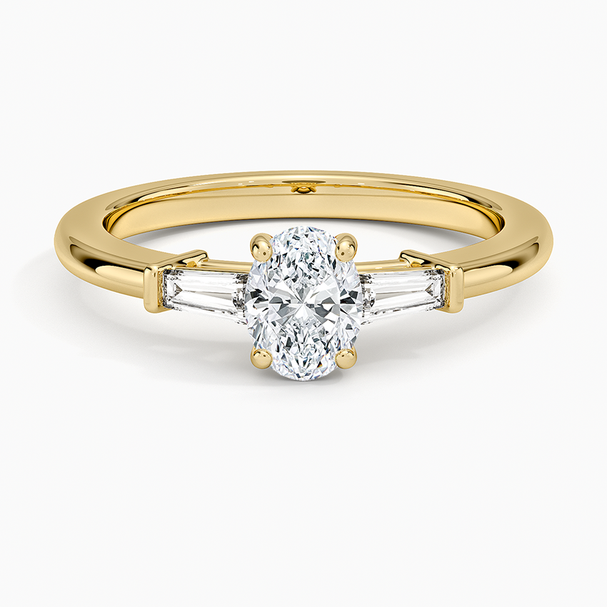 Symphony Tapered Baguette Three Stone Diamond Ring (1/5 ct. tw.) Yellow Gold 18k Oval Engagement Ring