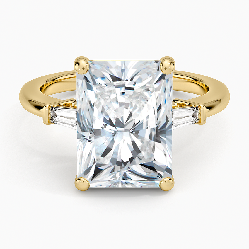 Symphony Tapered Baguette Three Stone Diamond Ring (1/5 ct. tw.) Yellow Gold 18k Radiant Engagement Ring