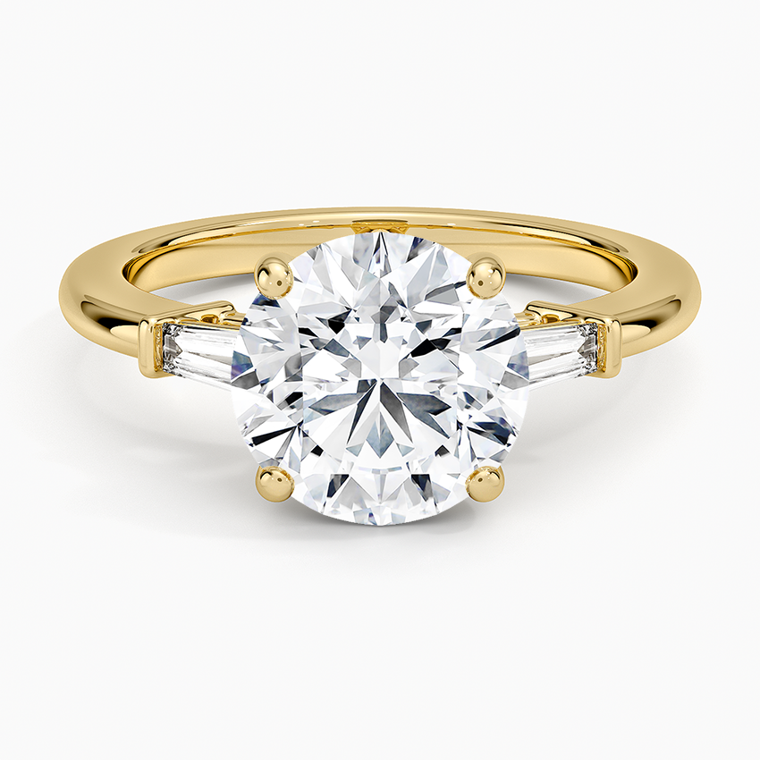 Symphony Tapered Baguette Three Stone Diamond Ring (1/5 ct. tw.) Yellow Gold 18k Round Engagement Ring