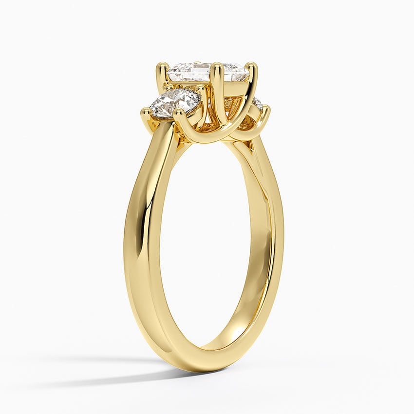 Petite Three Stone Trellis Diamond Ring (1/3 ct. tw.) Yellow Gold 18k Asscher Engagement Ring