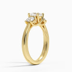 Petite Three Stone Trellis Diamond Ring (1/3 ct. tw.) Yellow Gold 18k Cushion Engagement Ring