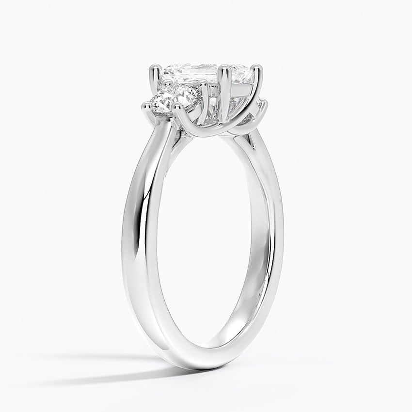 Petite Three Stone Trellis Diamond Ring (1/3 ct. tw.) Platinum Emerald Engagement Ring