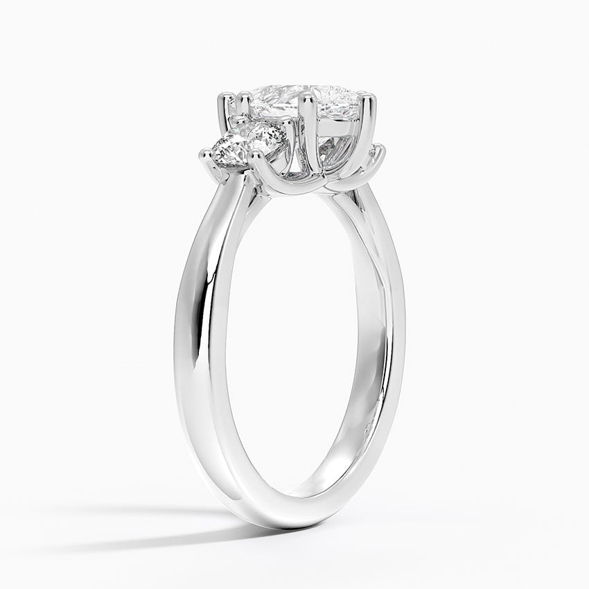 Petite Three Stone Trellis Diamond Ring (1/3 ct. tw.) Platinum Pear Engagement Ring