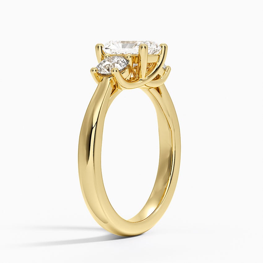 Petite Three Stone Trellis Diamond Ring (1/3 ct. tw.) Yellow Gold 18k Radiant Engagement Ring