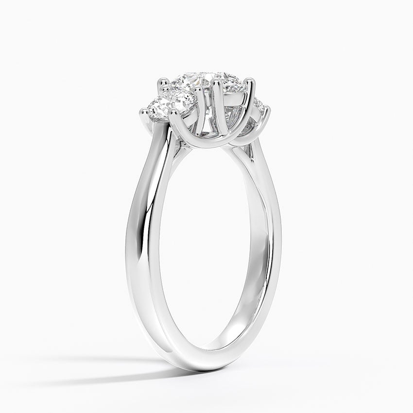 Petite Three Stone Trellis Diamond Ring (1/3 ct. tw.) Platinum Round Engagement Ring