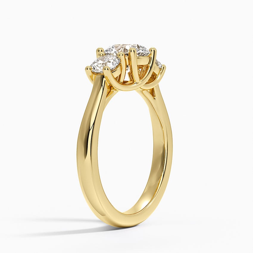 Petite Three Stone Trellis Diamond Ring (1/3 ct. tw.) Yellow Gold 18k Round Engagement Ring