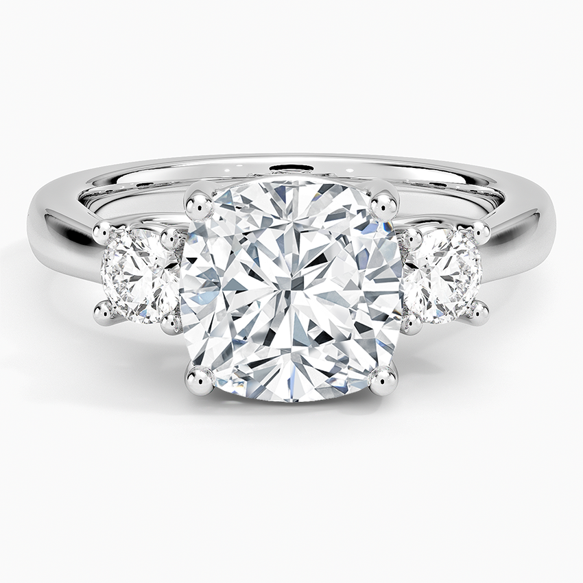 Petite Three Stone Trellis Diamond Ring (1/3 ct. tw.) Platinum Cushion Engagement Ring