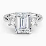Petite Three Stone Trellis Diamond Ring (1/3 ct. tw.) Platinum Emerald Engagement Ring