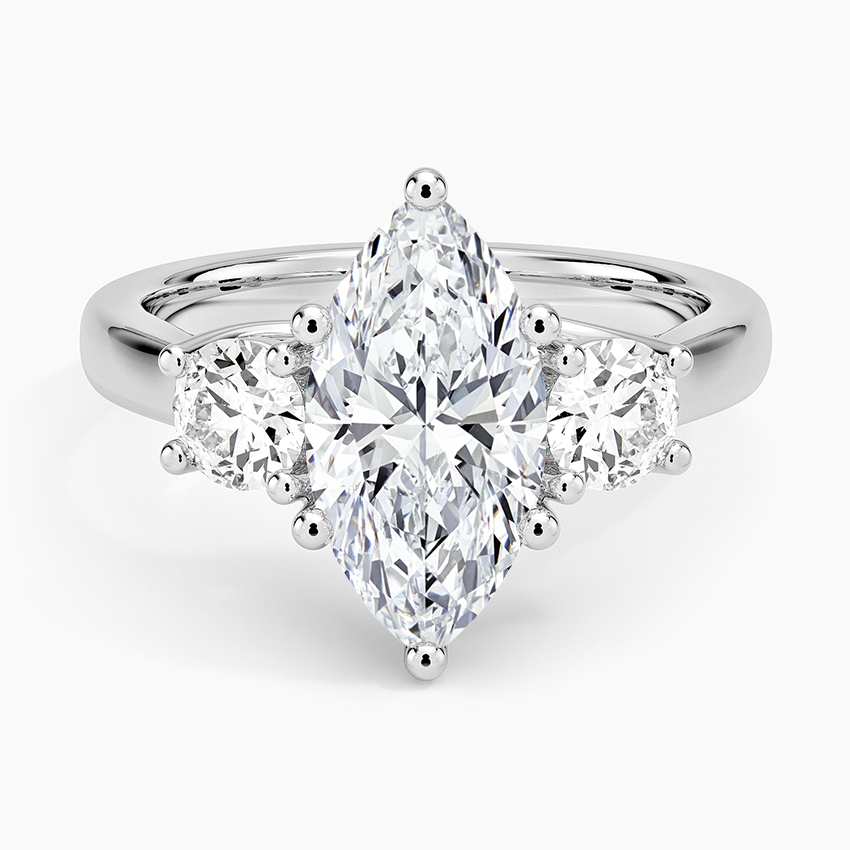 Petite Three Stone Trellis Diamond Ring (1/3 ct. tw.) Platinum Marquise Engagement Ring