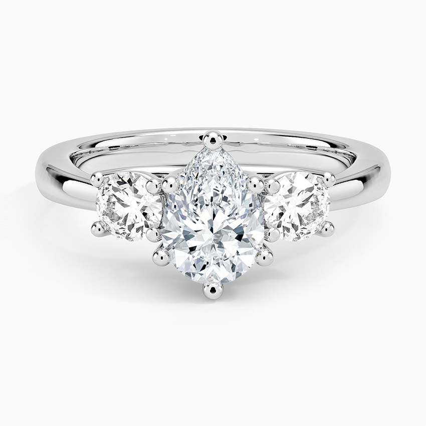 Petite Three Stone Trellis Diamond Ring (1/3 ct. tw.) Platinum Pear Engagement Ring