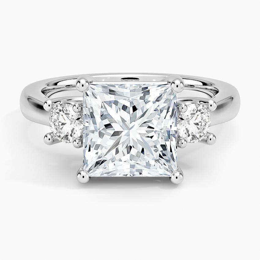 Petite Three Stone Trellis Diamond Ring (1/3 ct. tw.) Platinum Princess Engagement Ring