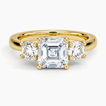 Petite Three Stone Trellis Diamond Ring (1/3 ct. tw.) Yellow Gold 18k Asscher Engagement Ring