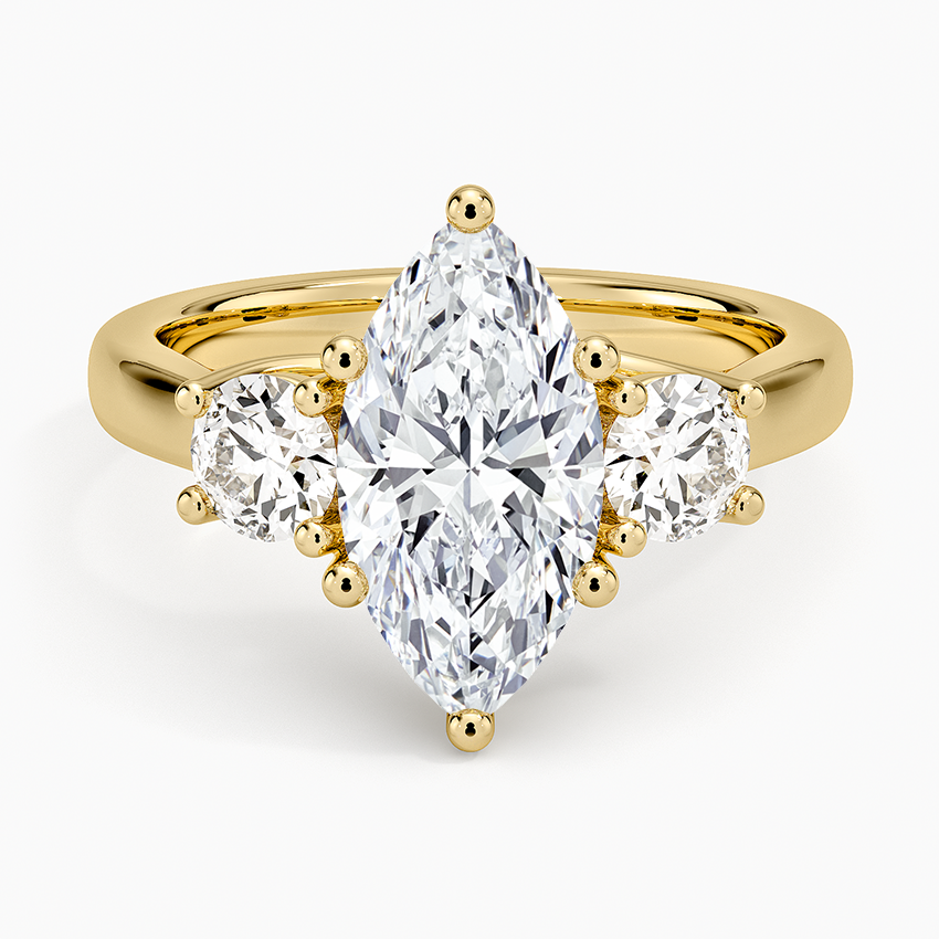 Petite Three Stone Trellis Diamond Ring (1/3 ct. tw.) Yellow Gold 18k Marquise Engagement Ring