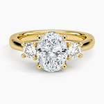 Petite Three Stone Trellis Diamond Ring (1/3 ct. tw.) Yellow Gold 18k Oval Engagement Ring