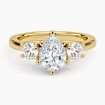 Petite Three Stone Trellis Diamond Ring (1/3 ct. tw.) Yellow Gold 18k Pear Engagement Ring