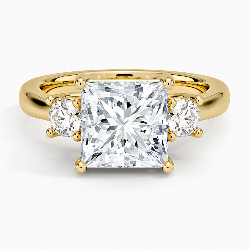 Petite Three Stone Trellis Diamond Ring (1/3 ct. tw.) Yellow Gold 18k Princess Engagement Ring