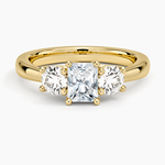 Petite Three Stone Trellis Diamond Ring (1/3 ct. tw.) Yellow Gold 18k Radiant Engagement Ring