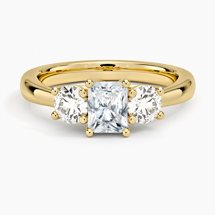 Petite Three Stone Trellis Diamond Ring (1/3 ct. tw.) Yellow Gold 18k Radiant Engagement Ring