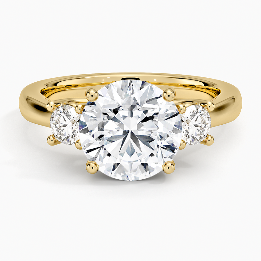 Petite Three Stone Trellis Diamond Ring (1/3 ct. tw.) Yellow Gold 18k Round Engagement Ring