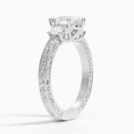 Antique Scroll Engraved Three Stone Diamond Ring (1/3 ct. tw.) Platinum Pear Engagement Ring