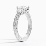 Antique Scroll Engraved Three Stone Diamond Ring (1/3 ct. tw.) Platinum Princess Engagement Ring